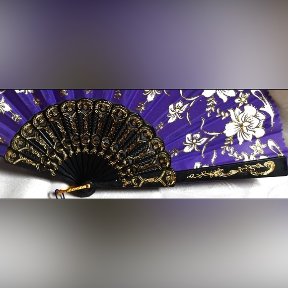 ✨Elegant Purple Floral Hand Fan - Picture 6 of 8